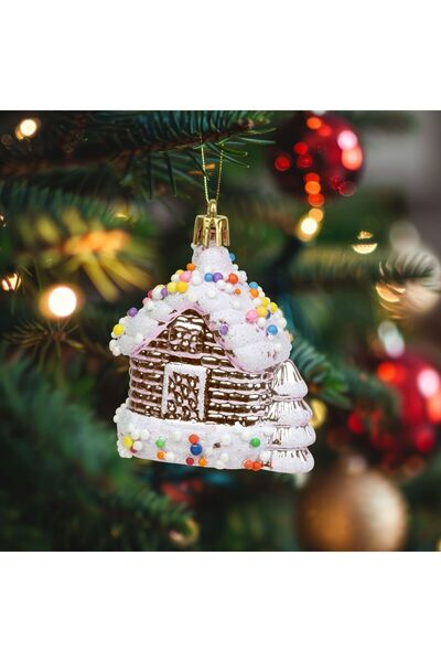 FAMİLY Christmas tree ornament - shiny house - 8 x 6 x 4 cm