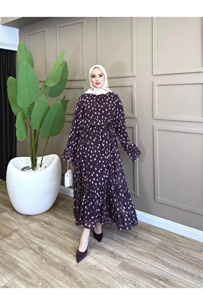 ALLİNOFFİCİAL Crush Şifon Elbise Mürdüm