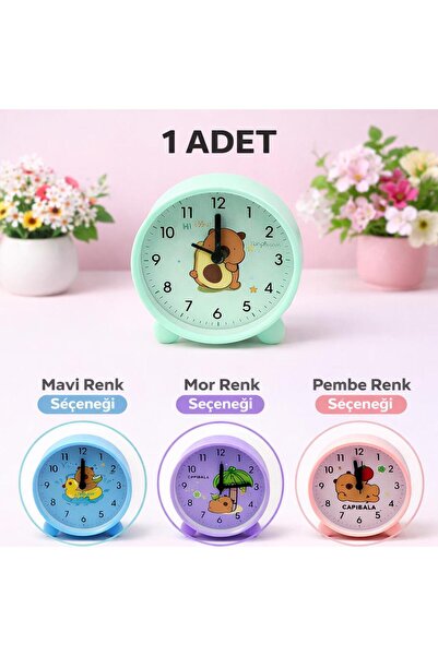 Hayveys Sevimli Capibara Çalar Saat – Pilli Masa Saati Renk Seçenekli Analog ...