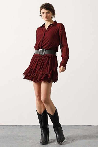 ibeeka Scarlet Chic Bordeaux Belt Li Mini Dress