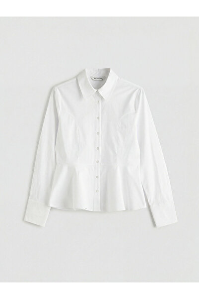 LC Waikiki موسم جديد من ملابس GULIS قميص نسائي بيبيلوم بوبلين أبيض