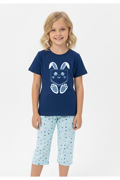 Serena Pijama fete Paște, bleumarin – tricou bumbac 100% și pantaloni