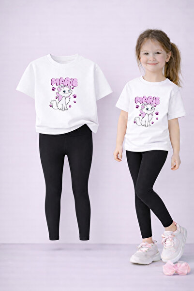 LORVEX Girl's T-Shirt and Stretchy Leggings Set Children's Set %100 Cotton Ma...