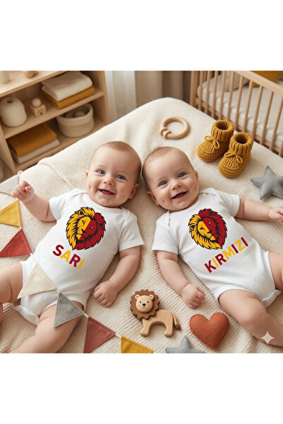 Organik %100 Pamuklu İkizlere Özel Taraftar Bebek Zıbın Çıtçıtlı Bebek Body