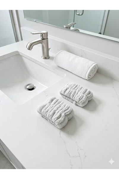 diclecollection 2Pcs Plush Gray Color Water Absorbent Towel Wrist - Face Wash...