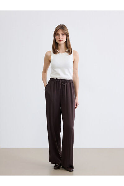 LC Waikiki Peak New Season Elastic Waist Wide Leg Women's Trousers