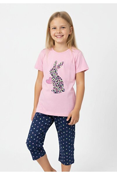 Serena Girls' Easter pajamas, Pink – 100% Cotton t-shirt and 3/4 pants