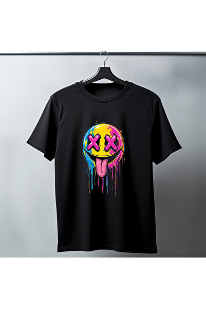 TİMİSİVA Tricou unisex supradimensionat ARTISTIC cu imprimeu guler rotund cu ...