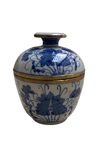 Mondschein Nature Bleu Blanc Seramik Obje ( 10,5 X 10,5 X 13 Cm )