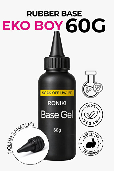 RONIKI Professional Rubber DJ18 Base Gel 60g – Fırçasız, Refill Uyumlu, Eko Boy