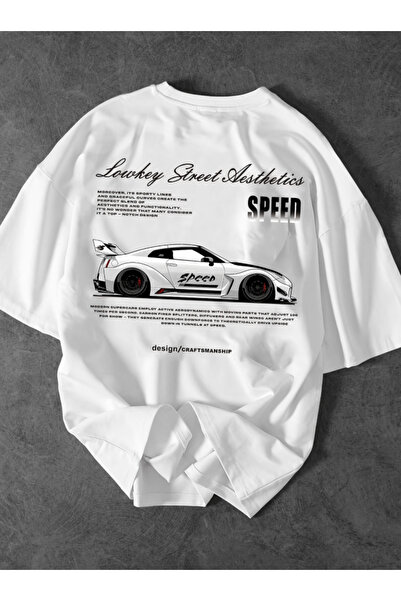 one button Speed ​​Design Car cu imprimeu Premium supradimensionat tricou