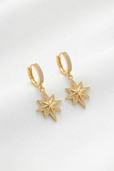 özgül takı ve tasarım North Star Model Zircon Stone Gold Color Stainless Stee...