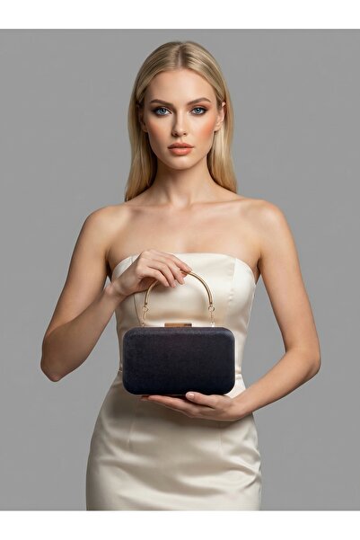 Biçanta Black Color Imported Luxury K Velvet Chain Metal S Strappy Crystal St...