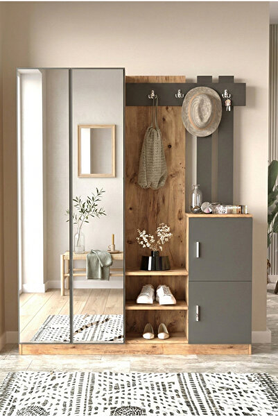 St Morritz Şık Çam Antrasit Portmanto ve Ayakkabılık Viser İçin Modern Çözüm