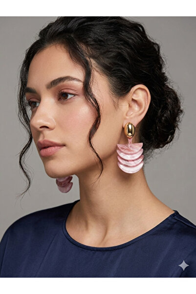 begüm jewelery PEMBE DALGALI SALLANTILI TAŞLARLA TASARLANMIŞ KÜPE