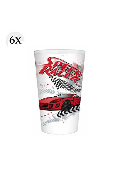 Peaceful BPA FREE 6'lı 340 cc Lisanslı Beyaz Racer Desenli Plastik Piknik ve Party Çocuk Bardağı