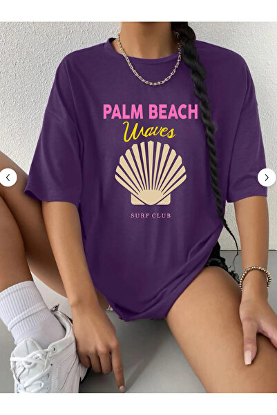 SUNFREE Palm Beach Printed Oversized Crew Neck Short Sleeve Summer Combed Cot...