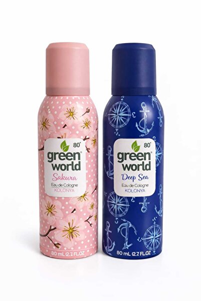 lider kozmetik Green World Sakura ve Deep Sea Sprey Kolonya 2x80 ml