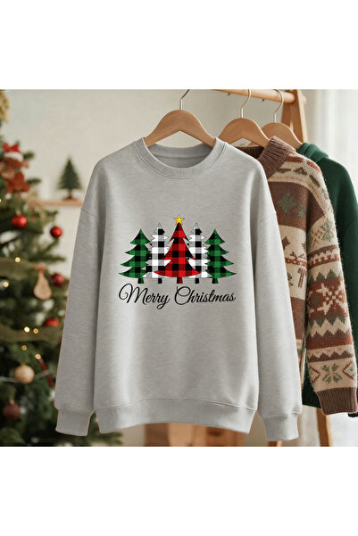 NOISSEY Crăciun Fericit Star Grid Tree cu imprimeu Tricou guler rotund Basic ...