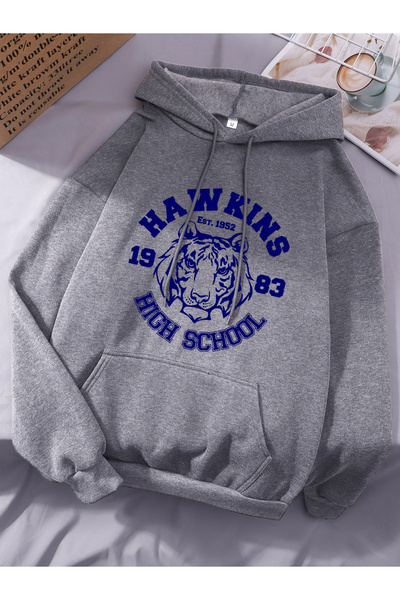 NOISSEY Hawkins High School με τύπωμα με κουκούλα Μπλούζες για Γυναικείες Χει...