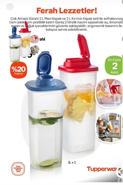 Tupperware Çok Amaçlı Sürahi 2 Lt 2 Li