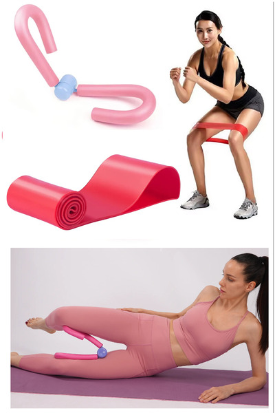 GUS Company Kırmızı 60 CM Direnç Lastiği ve Pembe Pelvik Sıkacağı Egzersiz Seti