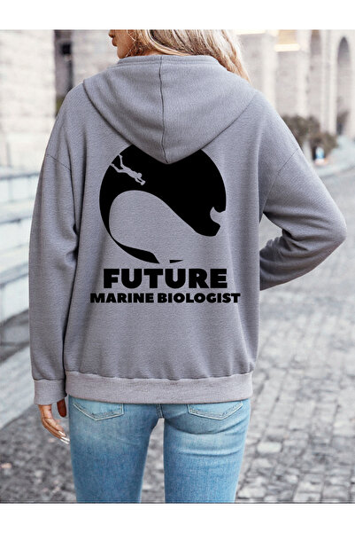 NOISSEY Future Marine Biologist cu imprimeu cu glugă Topuri pentru femei Pulo...