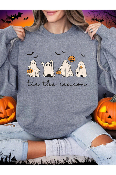 NOISSEY تي شيرت نسائي للهالوين Tis The Season Ghost مطبوع بغطاء رأس سويت شيرت...