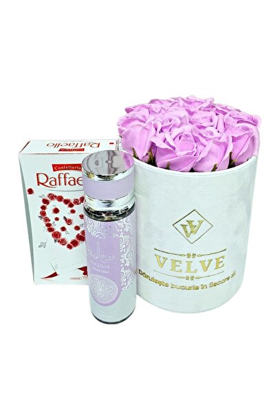 velve Комплект cadou premium cu trandafiri de sapun lila, парфюм V.V. Обичам ...