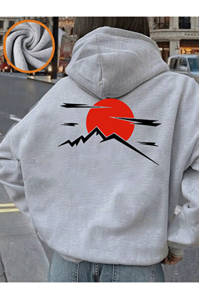 NOISSEY هوديي ياباني مطبوع عليه شمس هاراجوكو للنساء شتاء صوف الفليس بلوفرات د...