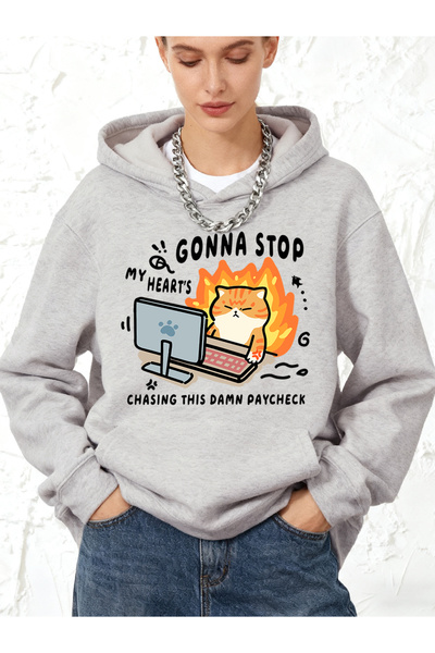 NOISSEY Chasing Paycheck Kedi مطبوع قطن قطعة بغطاء رأس قطعة علوية للنساء للشت...