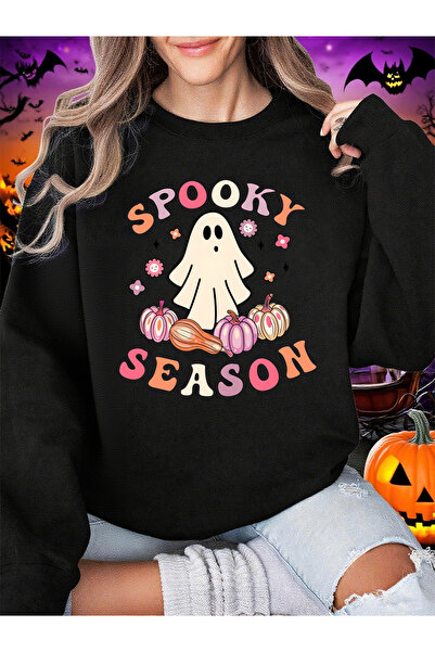 NOISSEY Pulover Spooky Season Ghost Prints Halloween Femei Iarna polar Hanora...