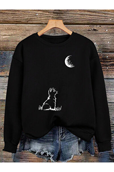 NOISSEY سترة نسائية من ماركة Moonlight Cat مطبوع للشتاء صوف الفليس دافئة بغطا...