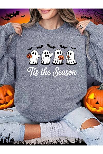 NOISSEY سترة هالوين بطباعة الأشباح لهذا الموسم للنساء فضفاضة ومريحة بغطاء رأس...