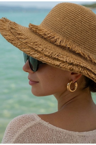 LAGRANZE Aveline Fringe – Pălărie de damă din paie cu boruri largi