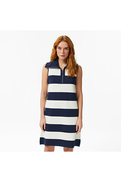 Nautica Kadın Lacivert Slim Fit Kolsuz Çizgili Triko Elbise