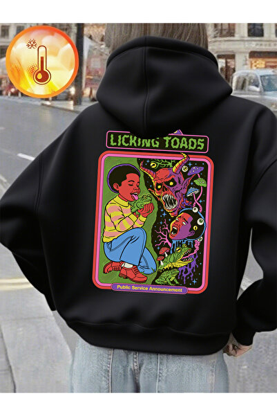 NOISSEY Kids and Demons cu imprimeu cu glugă Pulovere confortabile și largi p...