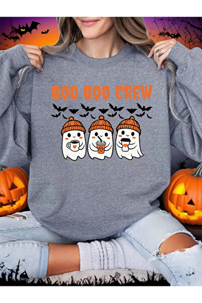 NOISSEY سترة Boo Boo Crew Ghost Prints للهالوين للنساء لشتاء صوف الفليس هوديز...