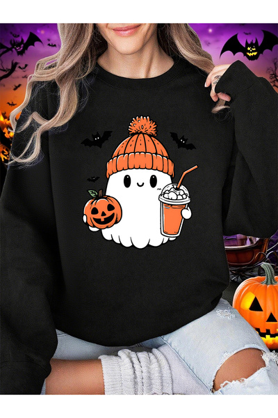 NOISSEY سترة هالوين لطيفة مطبوعة عليها شكل خفاش شبحي للنساء لشتاء صوف الفليس ...