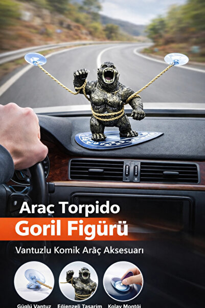carlone Torpido Üstü Goril-Öfkeli King Kong Öpücük Vantuzla Zincire Bağlı Gor...
