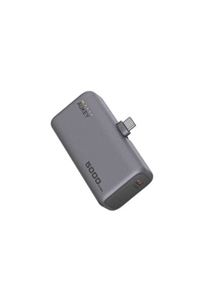 Okay Spark Mini Wired Power Bank, 5000mAh, 1 Port, USB-C, Gray