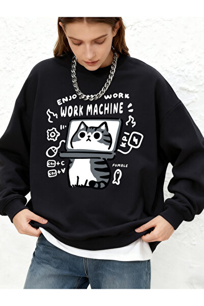 NOISSEY Enjoy My Work Cat B Printed K Hooded Tops Winter Jo Jogger Pants Icak...