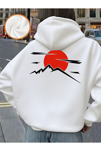 NOISSEY هوديي ياباني مطبوع عليه شمس هاراجوكو للنساء شتاء صوف الفليس بلوفرات د...