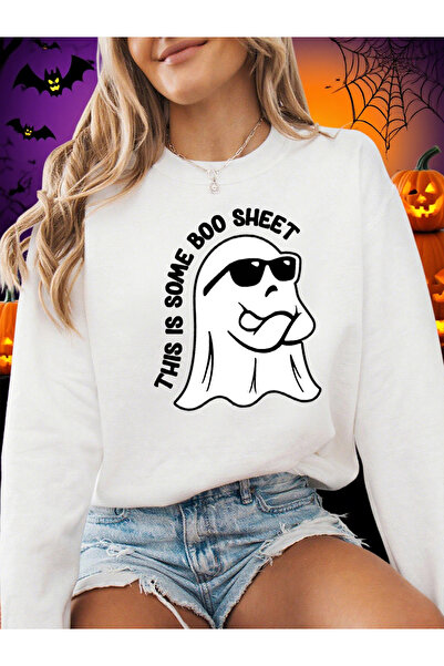 NOISSEY Acesta este un hanorac de Halloween cu imprimeuri Boo Page, pentru fe...