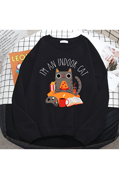 NOISSEY Tricou Street pentru femei pisică Hanorace cu imprimeu Pizza pentru a...