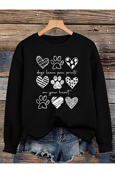 NOISSEY Pulover cu tricotaj împletit Paw Loveprints pentru femei, iarna polar...