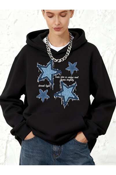 NOISSEY Imitație D denim Star B cu imprimeu K cu glugă Topuri P bumbac u Pulo...