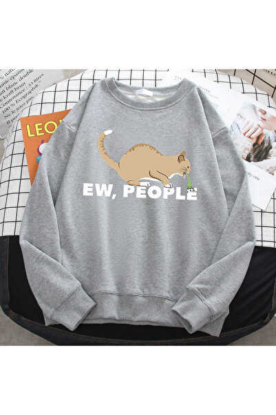 NOISSEY Casual φθινοπωρινό φούτερ για γυναίκες Ew People Funny Vomiting Cat P...