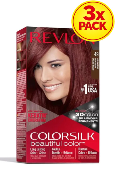Revlon Pachet 3 vopsele de culoare COLORSILK 49 Maro auburn