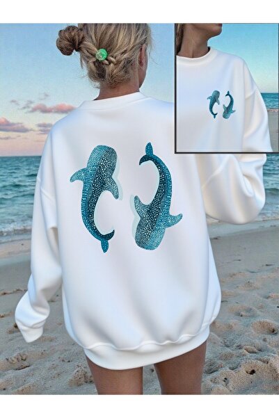 NOISSEY Tricou cu imprimeu Sperm Whale Blue pentru femei, lejer, confortabil,...